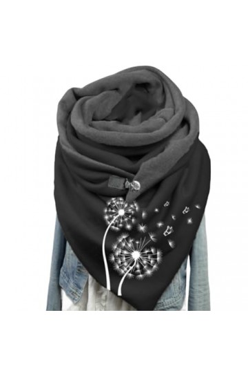 Générique Écharpe Femme Hiver Avec Bouton Vintage Foulards ÉLéGant Couleur Unie ÉCharpe Chaud Coton RéTro Automne Hiver Doux 