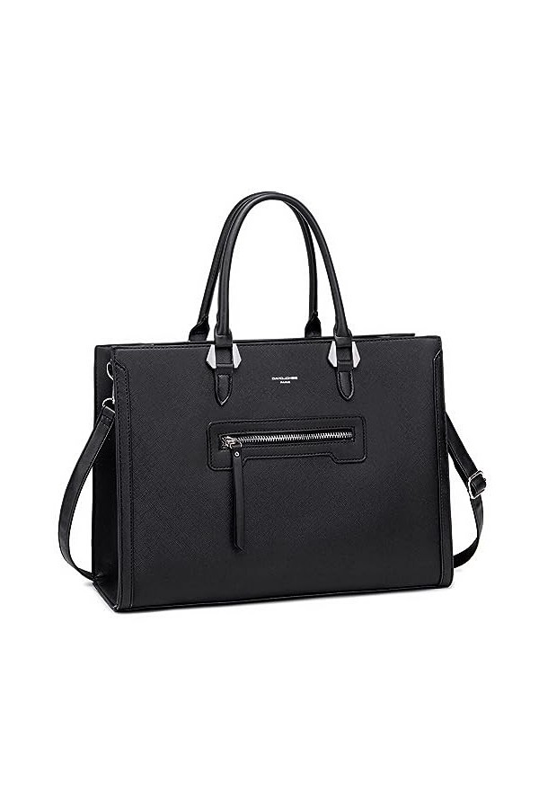 David Jones - Sac à Main Cours Lycée Femme - Grand Cabas Fourre-Tout Simili Cuir PU - Sac Elégant Ville Travail Poches Multip