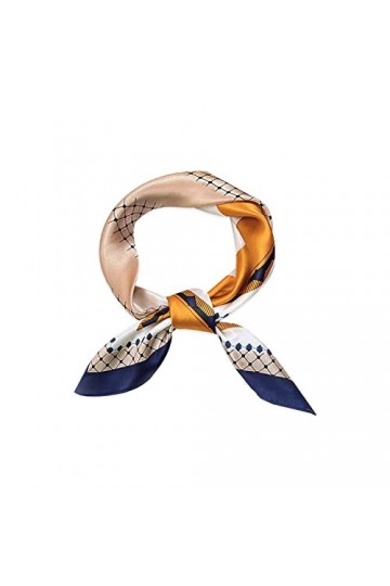 LumiSyne Foulards En Soie Pour Femme Foulard Carré Imprimé Fleurs Motif Lettre Pied De Poule Classique Satin Petits Écharpe M