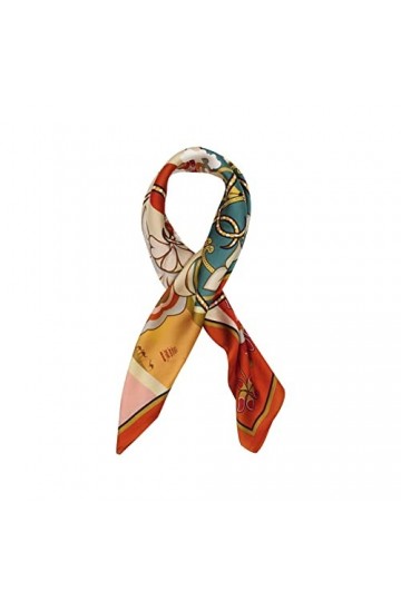 LumiSyne Foulards En Soie Pour Femme Écharpe Carré Imprimée Peinture En Couleur Style Artistique Rétro Légers Satin Foulard C