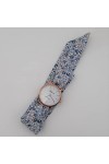 Montre femme foulard bracelet à nouer tissu coton Liberty Eloise bleu