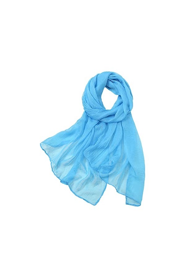 RILOOP Femmes Dété Décontracté Coloré Multicolore Couleur Unie En Mousseline De Soie Mince Régulier Foulard En Soie Crème So