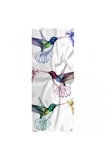 FVQL Écharpes longues et légères pour femmes foulard en soie, colibri et fleur floral