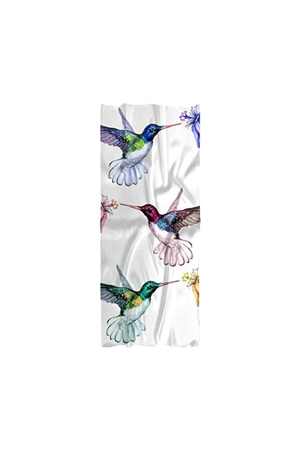 FVQL Écharpes longues et légères pour femmes foulard en soie, colibri et fleur floral