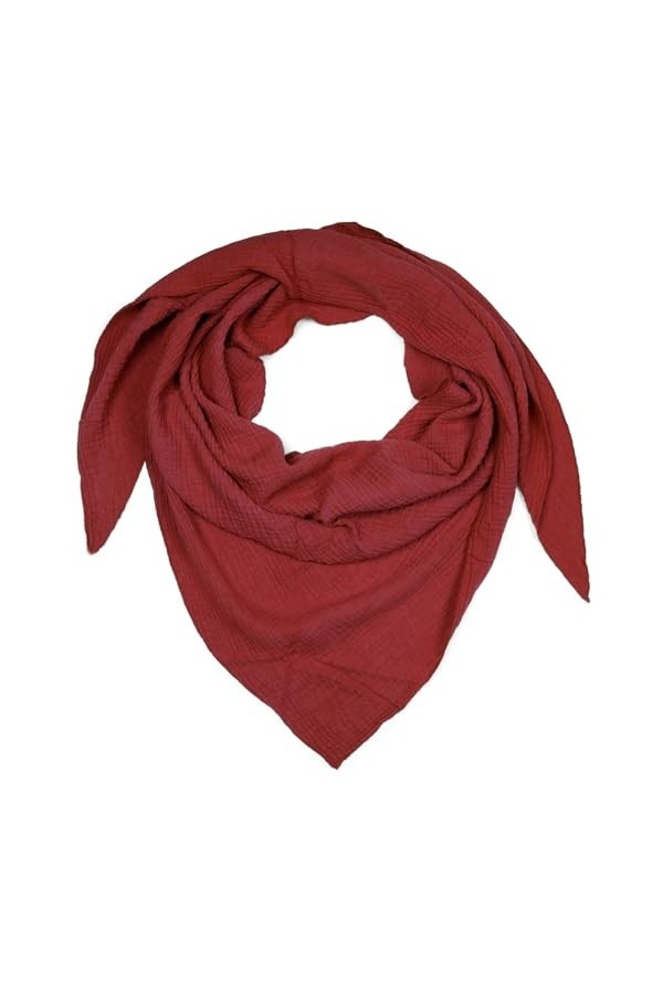 styleBREAKER 01020044 Écharpe triangulaire en mousseline de coton pour femme Couleur unie, rouge bordeaux, taille unique