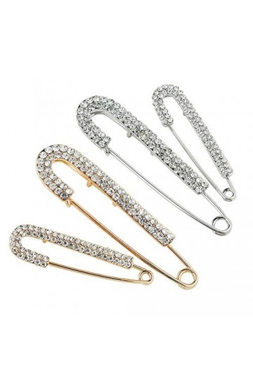 REYOK Broche décorative - 4 Pièces de Broches de Femme Broches de Pull et de Châle Broches avec Cristal et Perle Faux Foulard