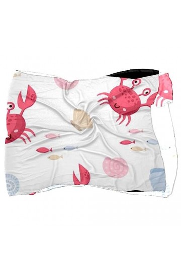 FVQL Écharpes longues et légères pour femmes foulard en soie, crabe et coquillage