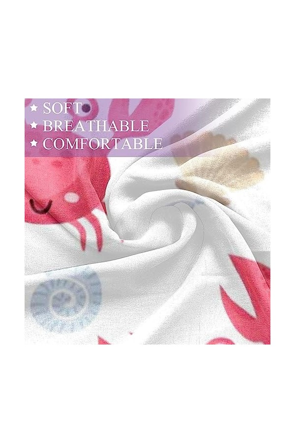 FVQL Écharpes longues et légères pour femmes foulard en soie, crabe et coquillage