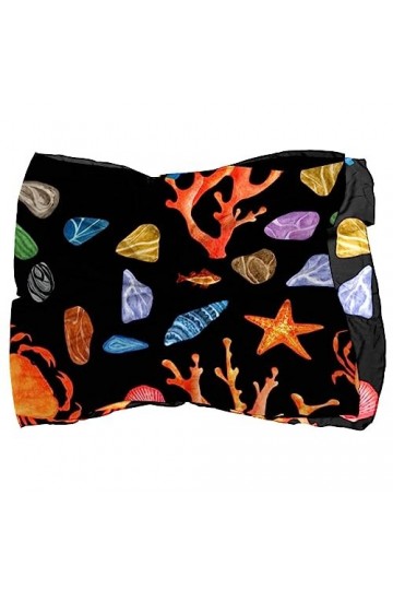 FVQL Écharpes longues et légères pour femmes foulard en soie, Coquillages Corail Coquillages Étoile de mer