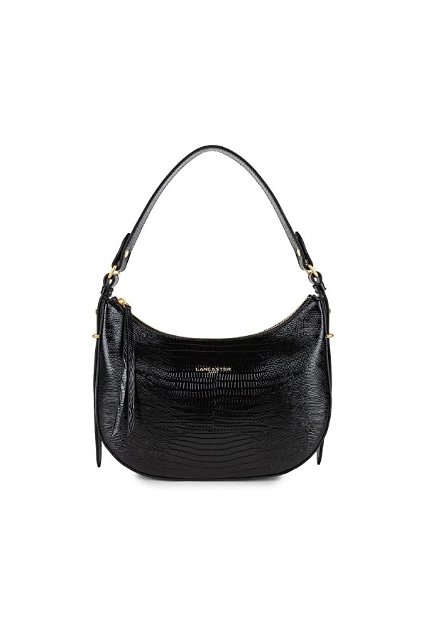 LANCASTER Sac hobo - Exotic Lézard & Croco CN Noir - Lézard
