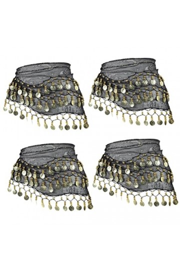 TENDYCOCO Jupes De Danse 4 Pcs Taille Chaîne Foulards pour Femmes Habillé Sequin Ceinture Dames Foulards Sequin Hanche Écharp