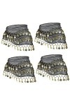 TENDYCOCO Jupes De Danse 4 Pcs Taille Chaîne Foulards pour Femmes Habillé Sequin Ceinture Dames Foulards Sequin Hanche Écharp