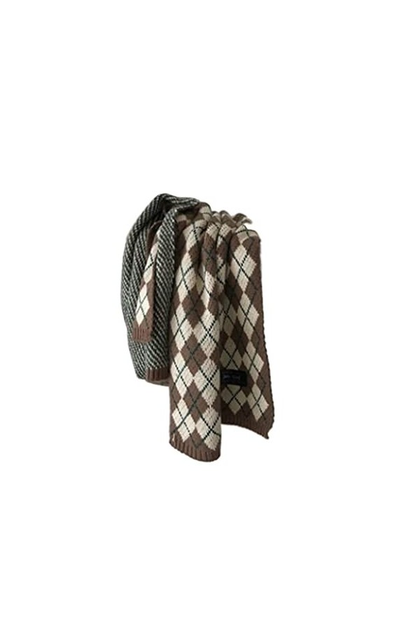 Echarpes Et Foulards Femme Écharpe Dhiver Unisexe Tricoté À Carreaux Laine Mode Plaid Doux Chaud Épais Longues Écharpes Pour