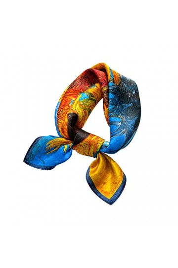 huahuo Foulard 100 % soie pour femme, imprimé double face, turban quatre saisons, accessoires de vêtements, col et épaules ch