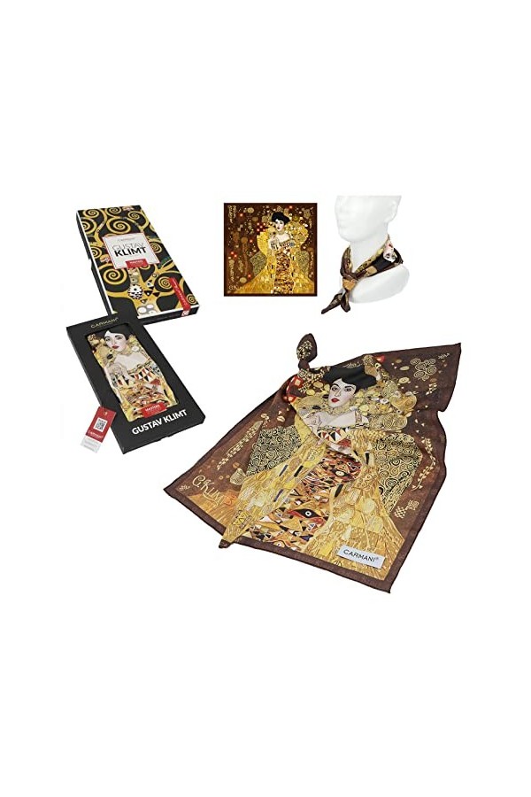 CARMANI - Foulard tendance pour femme avec Gustav Klimt, Adele Bloch Bauer I.