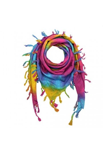Freak Scene Kufiya - multicolore-batik-tiedye 03 - Rainbow Spiral - 100 x 100 cm - Shemagh - foulard Arafat palestinien - kef