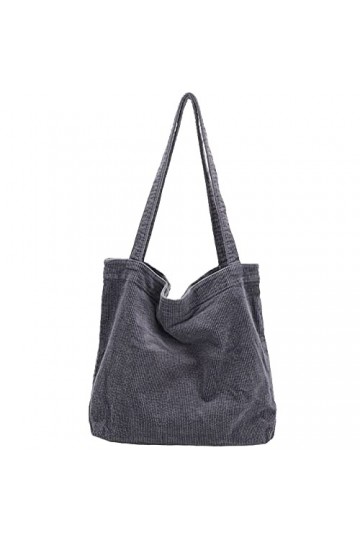 ALUWU Sac fourre-tout en velours côtelé pour femme et fille - Sac à main mignon - Grand sac à main, 006-gris foncé, Large