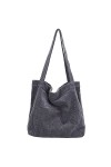 ALUWU Sac fourre-tout en velours côtelé pour femme et fille - Sac à main mignon - Grand sac à main, 006-gris foncé, Large