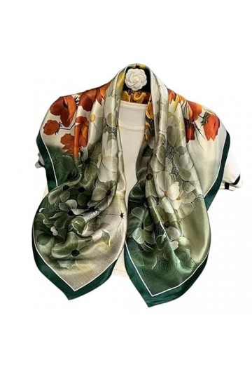 PHONME 100% soie de mûrier naturelle femmes foulard carré impression de luxe 90 * 90 cm foulard en soie fleur Hijab collier