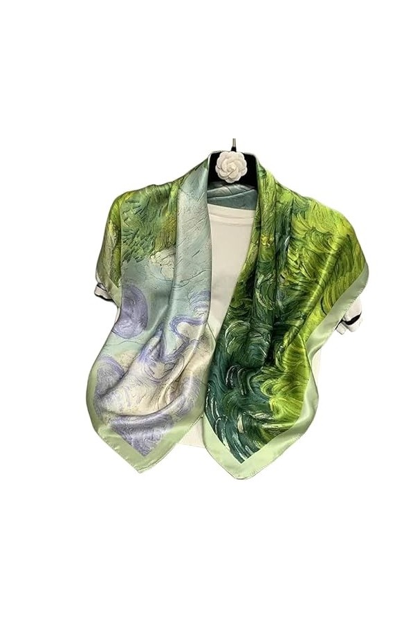 PHONME 100% soie de mûrier naturelle femmes foulard carré impression de luxe 90 * 90 cm foulard en soie fleur Hijab collier