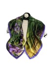 KIZAMI Écharpe carrée en soie de mûrier 100% naturelle pour femmes, imprimé de luxe, 90x90cm, collier Hijab à fleurs, écharpe
