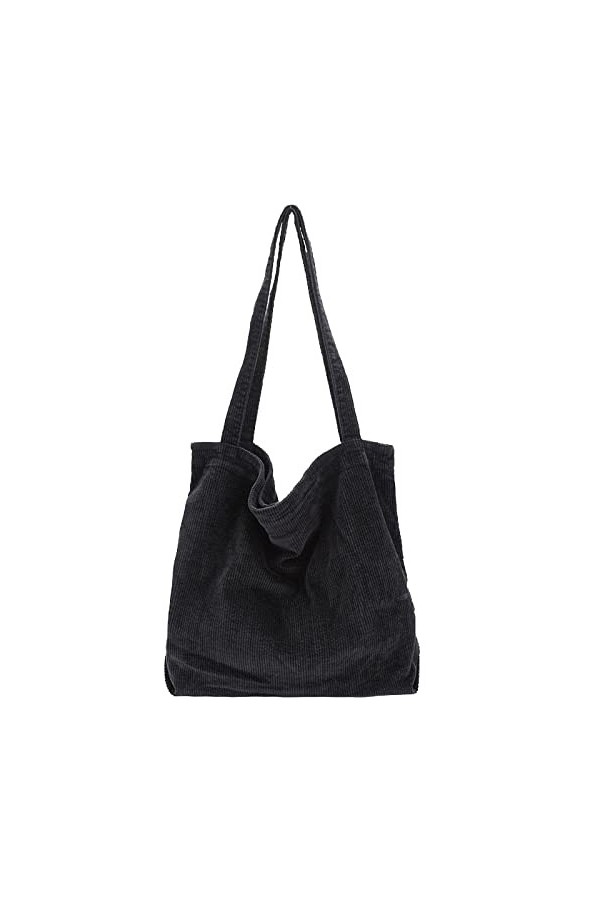 ALUWU Sac fourre-tout en velours côtelé pour femme et fille - Sac à main mignon - Grand sac à main, 006-gris foncé, Large