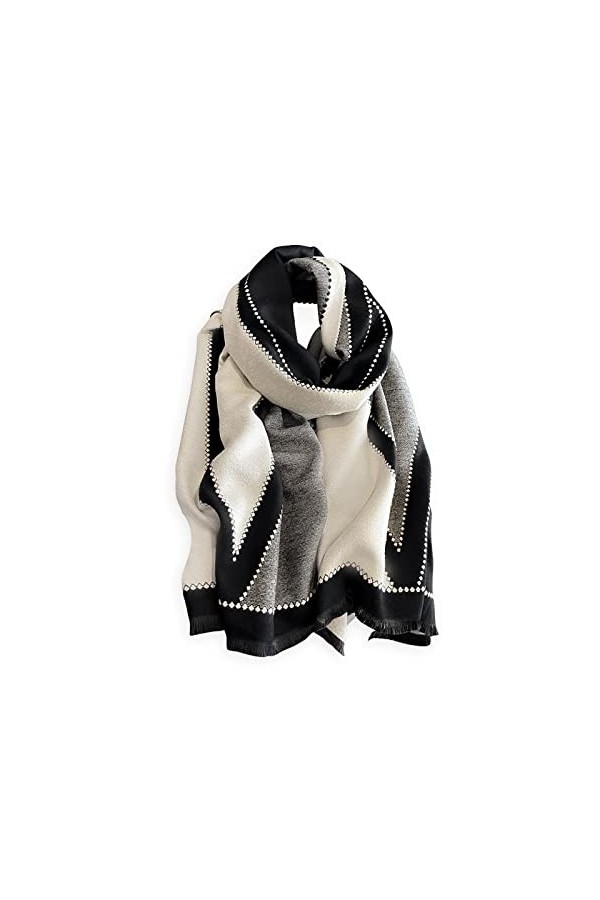 LumiSyne Hiver Écharpe Châle En Cachemire Pour Femmes Hommes Motif Géométrique De Mode Écharpe Pashmina Avec Gland Style De C