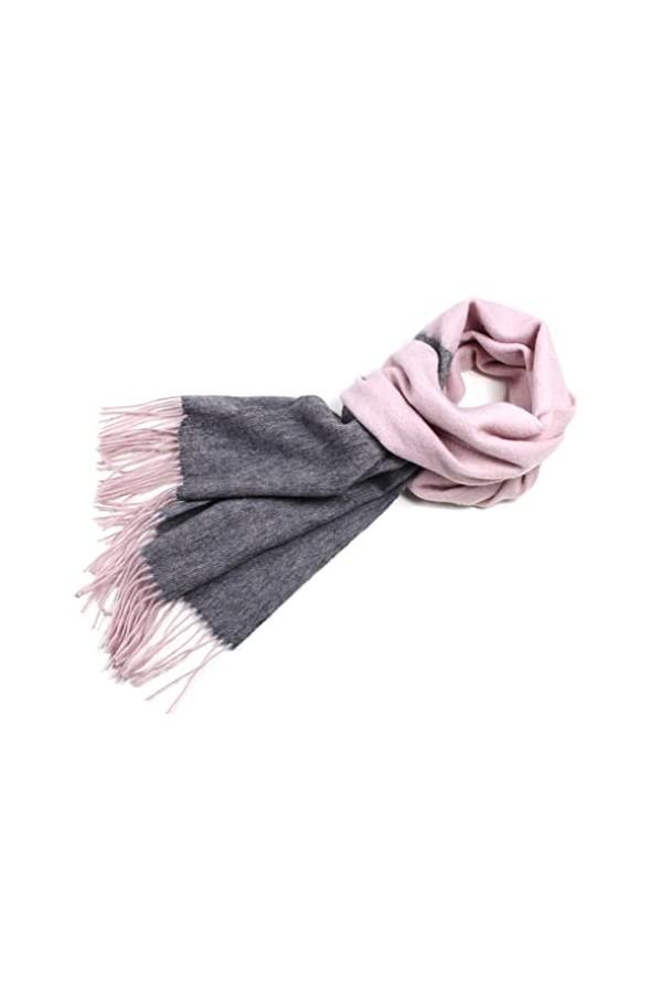 Skcess Echarpe Cachemire Femme, Foulard Femme Gris Pompons à Longue Bande Écharpe Chale 200X40CM 79X16In 