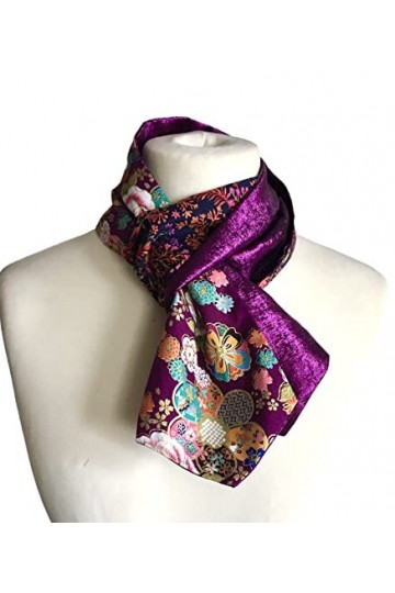 PS cendrillon/Petit foulard mélange de tissus/Multicolore/tissu Japonais/Cravate femme fuchsia violet