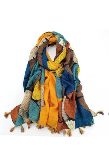 Echarpes Et Foulards Femme Faucheuse Femme Chaude Châle Fashion Or Ginkgo Biloba Pétale Floral Tassel Viscose Châle Écharpe E