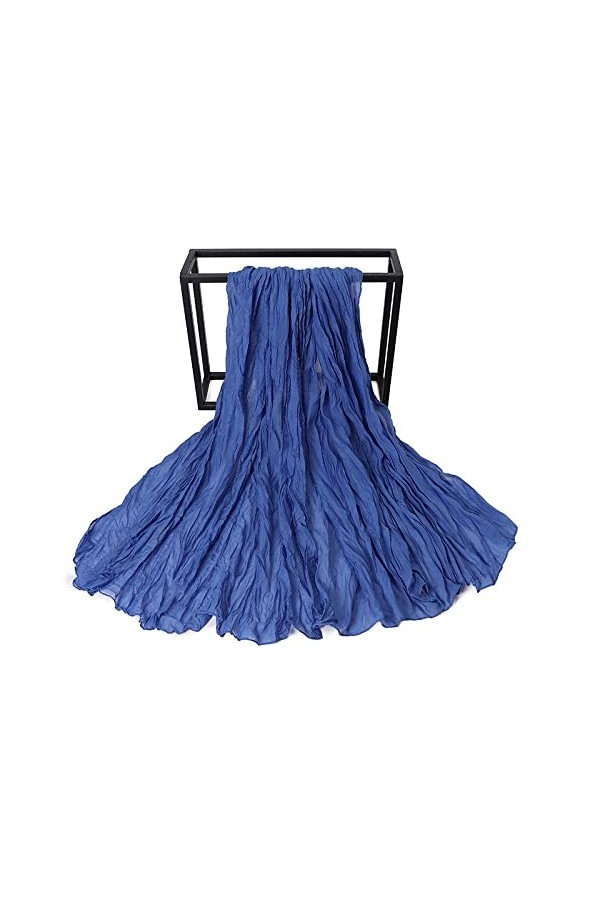 Écharpe Pour Femme - Candy Solid Color Crinkle Scarf Plissé Coton Lin Foulard Musulman Pour Femmes Châles Foulard, Châle Foul