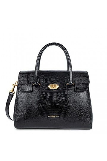 LANCASTER Sac à main - Exotic Lézard & Croco CN Noir - Lézard
