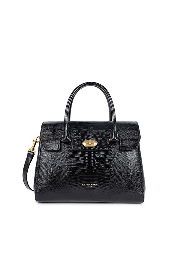 LANCASTER Sac à main - Exotic Lézard & Croco CN Noir - Lézard