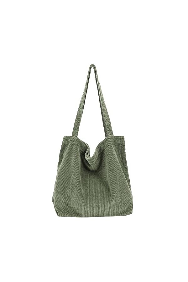 ALUWU Sac fourre-tout en velours côtelé pour femme et fille - Sac à main mignon - Grand sac à main, 006-gris foncé, Large
