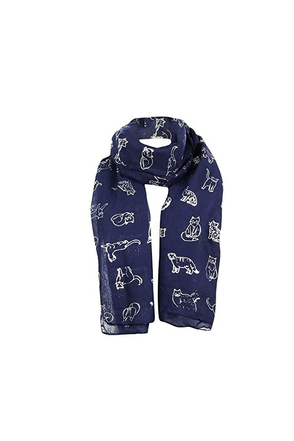 Echarpe Châle Foulard Etole Chat Feuille Imprimé Femmes Mode Écharpe En Soie Châle Décontracté Drôle Femme Foulards Vintage É