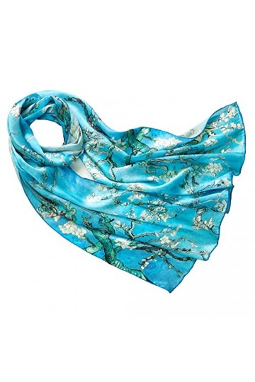 prettystern 160cm Femme longue Écharpe Foulard en Soie d´art tableau peinture van Gogh de l´Impressioniste Amandier en fleurs