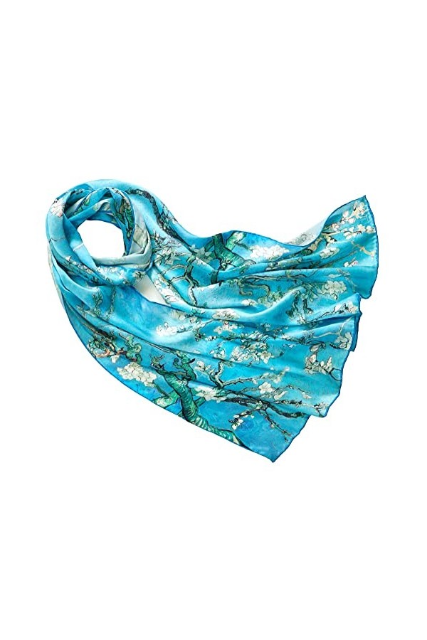 prettystern 160cm Femme longue Écharpe Foulard en Soie d´art tableau peinture van Gogh de l´Impressioniste Amandier en fleurs