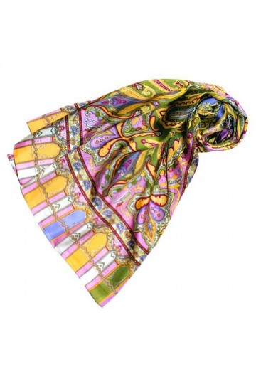 LORENZO CANA Foulard de 100% soie pour la femme – écharpe avec les mesures de 50 x 165 cm - fin, léger et noble pour le print