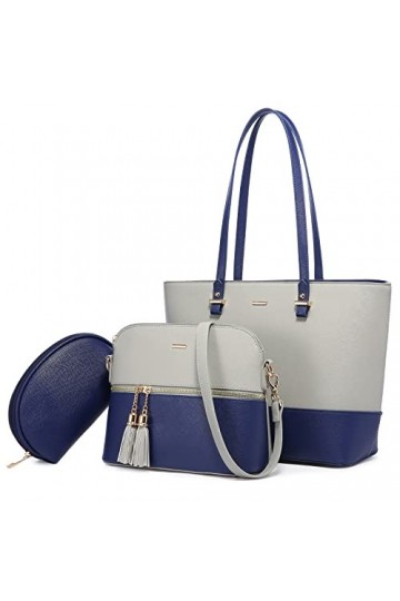 LOVEVOOK Sac à Main Femme Ensemble Sac à Bandoulière Sac à Main épuale en PU Cuir Sac Porté Main de 3 Pièces Grand Concepteur