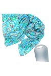 BEAT Foulard Col Femme 100% Soie Jaipur Imprimé : Collection Foulard 50 x 180 cm Bleu et Blanc, Bleu/blanc, Taille Unique
