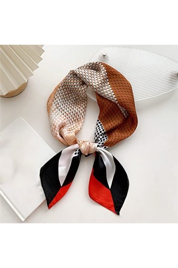 DEPILA Écharpe carrée en Soie de Conception de Patchwork, 70 × 70 cm Bandeau de Cheveux féminins Foulard de Poignet Femmes Fo