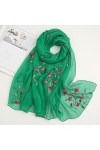DEPILA Hijab Floral brodé uni, écharpe châle en Mousseline de Soie à la Mode for Femmes Foulards Color : Bright Green, Size 