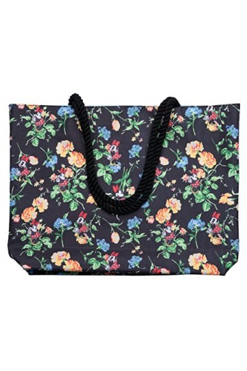 Disney Tote Travel Bag Minnie Mouse Floral Print Minnie Black 
