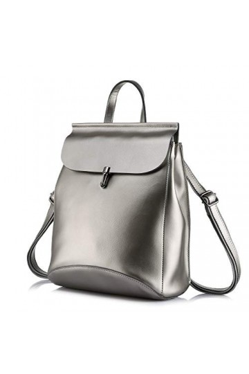 Realer Sac a Dos Femme Cuir Petit Sac a Dos Femmes Étanche Mini Sac à Dos Décontracté avec Rabat pour Voyage Collège Marron