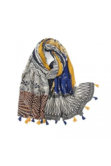 Écharpe Etole Foulard Echarpe Écharpe En Soie Pour Femme Avec Glands, Châle Bohème Léger À Fleurs Printemps Été Châle