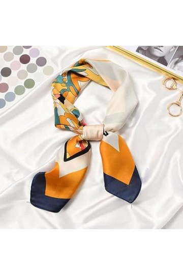 BREWIX Mignon Dessin animé Printemps Femmes Foulard en Soie, Impression Bande dessinée enveloppes Cheveux Ruban Polyvalent Au