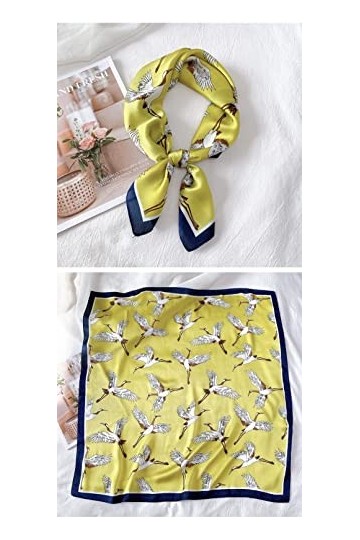 MORYEN Bandeau Foulard carré en Soie élégante et Douce, Femmes Foulard Bandana été Mode Dame Grue Imprime écharpe écharpes Fo