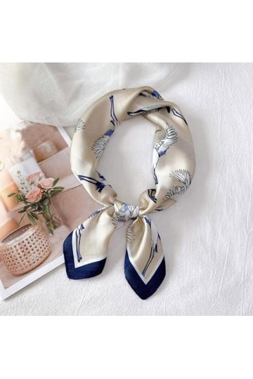 MORYEN Bandeau Foulard carré en Soie élégante et Douce, Femmes Foulard Bandana été Mode Dame Grue Imprime écharpe écharpes Fo