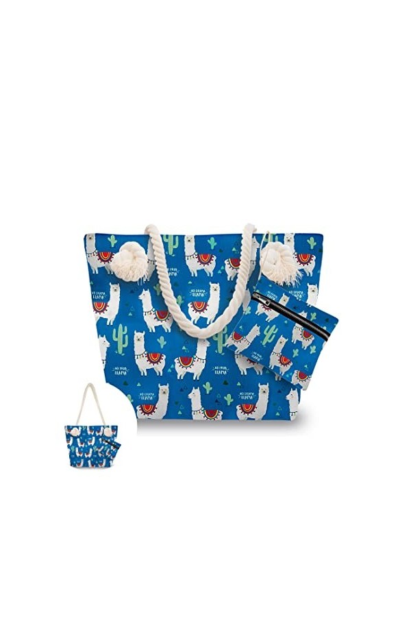 Sac fourre-Tout à bandoulière Llama Beach - Grand Sac de Voyage Weekender - Plusieurs Couleurs au Choix Bleu Taille: Taille U