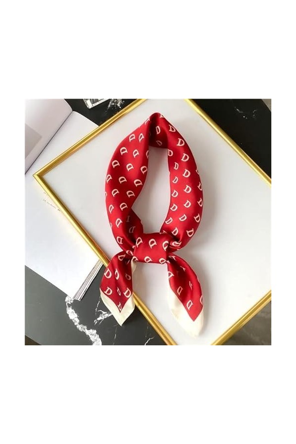 foulards for femmes, écharpe carrée, écharpe de cou, lettre D imprimé femmes foulard carré en soie bande de cheveux foulards 